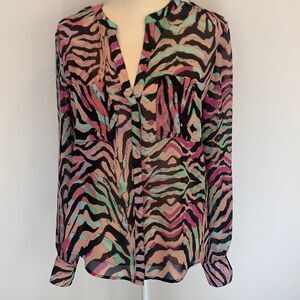 Sanctuary Zebra‎ Print Colorful Blouse